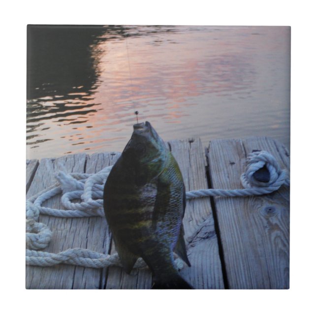 Bluegill bei Sonnenuntergang Lake Arrowhead Fliese (Vorderseite)