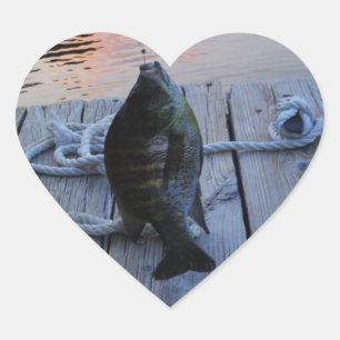 Bluegill bei Sonnenuntergang Lake Arrowhead Herz-Aufkleber