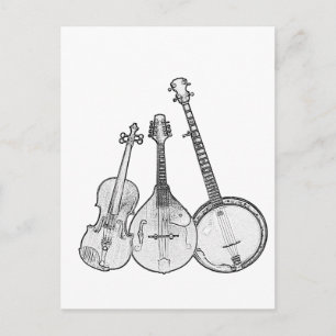 Bluegrass Band B&W Postkarte