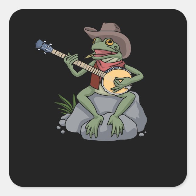 Bluegrass Banjo Frog Country Music Gift Banjo Quadratischer Aufkleber (Vorderseite)