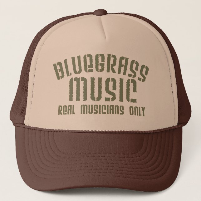 Bluegrass Music Real Musicians Only Old Time Text Truckerkappe (Vorderseite)
