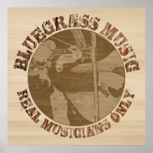 Bluegrass Music Real Musiker nur in Holz Poster
