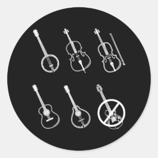 Bluegrass Music Vintag Banjo Mandolin Fiddle Runder Aufkleber