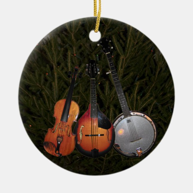 Bluegrass-Weihnachtsbaum Keramikornament (Vorne)