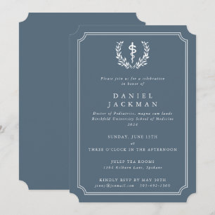 BlueGray/White Asclepius Medical School Abschluss Einladung