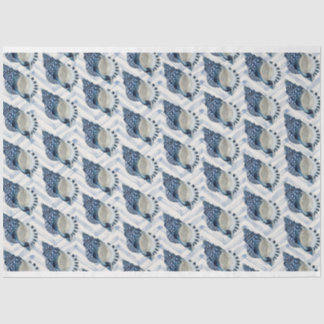 Bluegreen conch-Muscheln auf Zickzack bkgrnd Seidenpapier