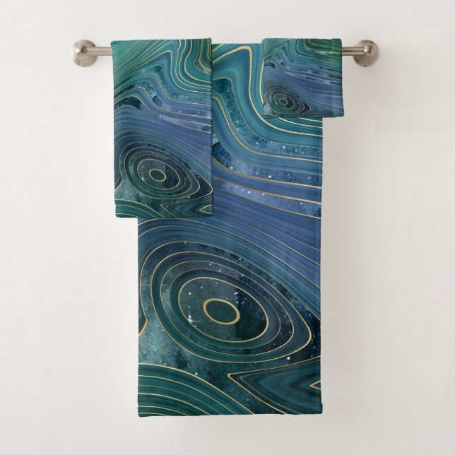 BlueGreen Gray Lila Red Pink Marmorhandtuch Sets (Insitu)