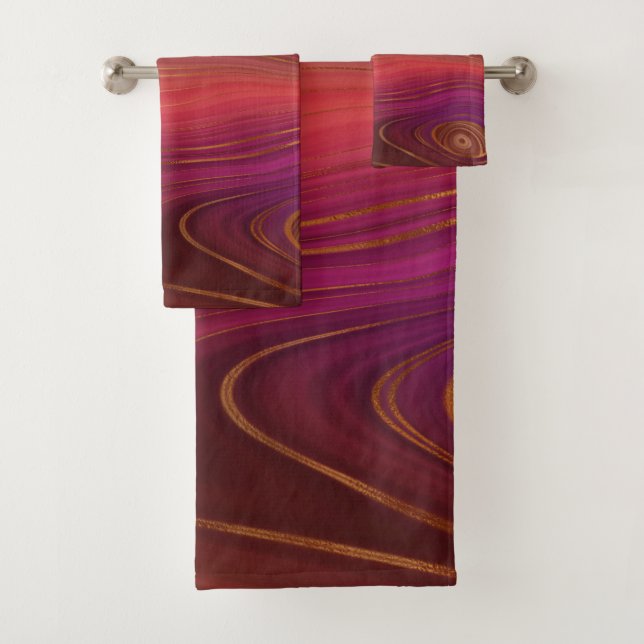 BlueGreen Gray Lila Red Pink Marmorhandtuch Sets (Insitu)