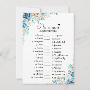 BlueI Liebe Sie um die Welt Bridal Game Card Einladung