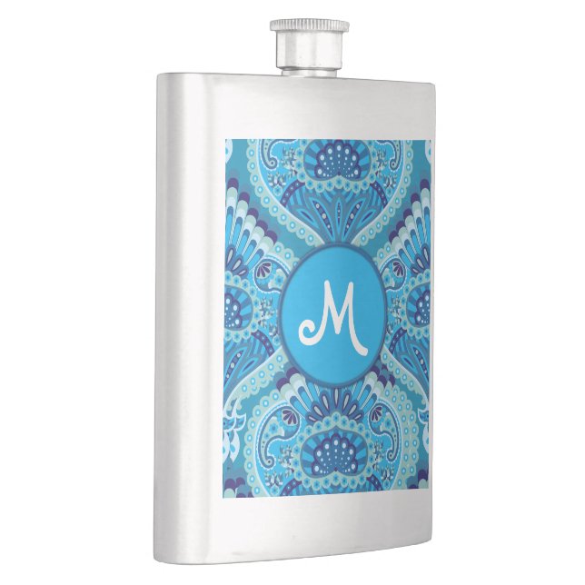 Blueish - Feathered Paisley Flachmann (Rechts)