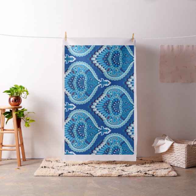Blueish - Feathered Paisley Stoff (Beispiel)