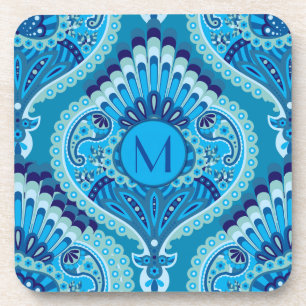 Blueish - Feathered Paisley Untersetzer