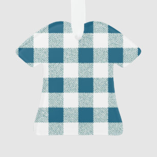 Blueish Green Gingham Karo Pattern Ornament