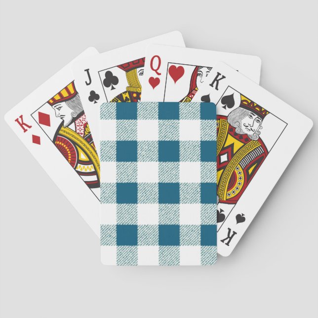 Blueish Green Gingham Karo Pattern Spielkarten (Rückseite)