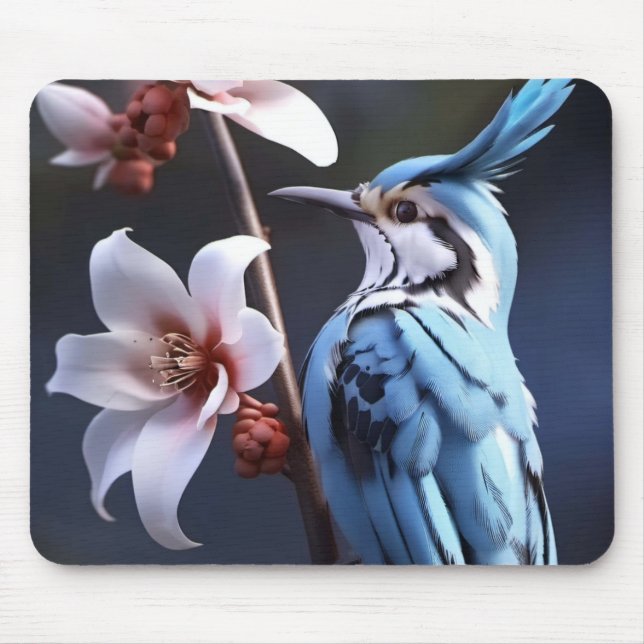 Bluejay und Blume Mousepad (Vorne)
