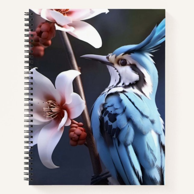 Bluejay und Blume Notizbuch (Vorderseite)
