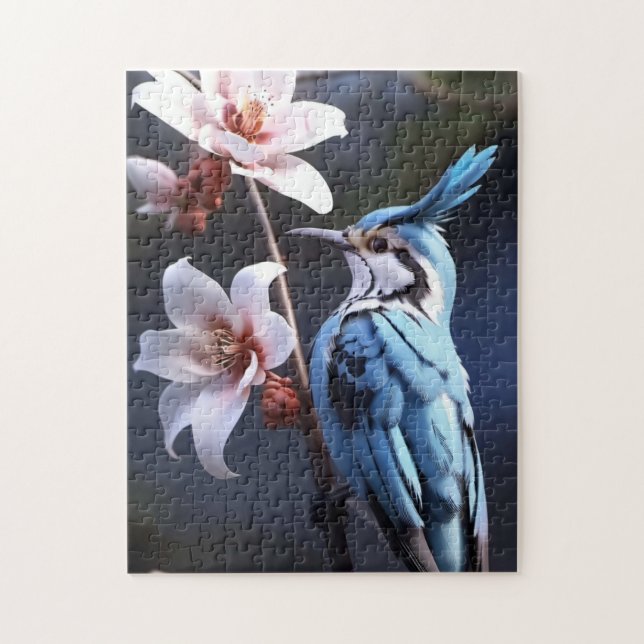 Bluejay und Blume Puzzle (Vertikal)