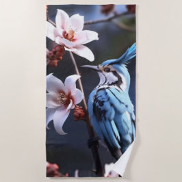 Bluejay und Blume Strandtuch