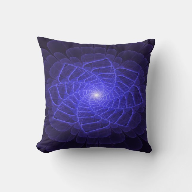 BlueLotus Fractal Flower Throw Pillow Kissen (Vorderseite)