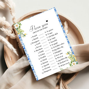 Bluelove you around the world Bridal game Card Einladung