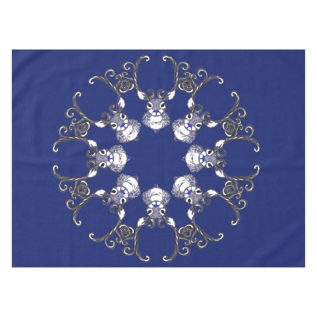 Bluenoser Blaue Rentiere Hirsche Schneeflocke Tischdecke (Vorderseite (Horizontal))