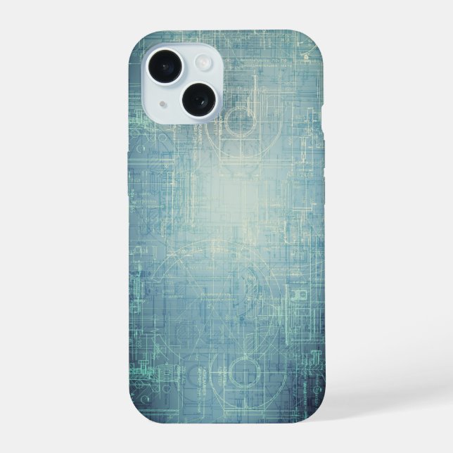 Blueprint - Blauästhetik iPhone 15 Hülle (Rückseite)