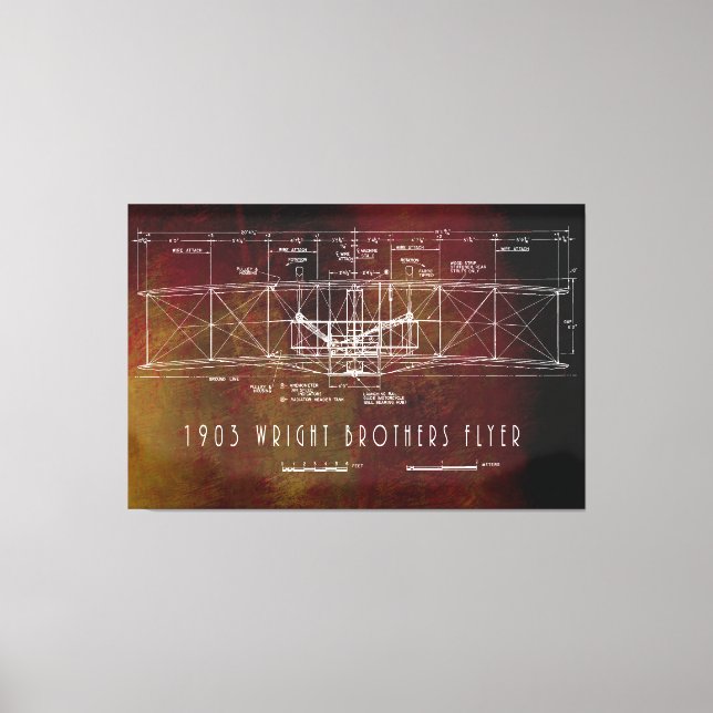Blueprint für den ersten bemannten Flug Leinwanddruck (Vorderseite)