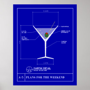 Blueprint für einen Martini Poster
