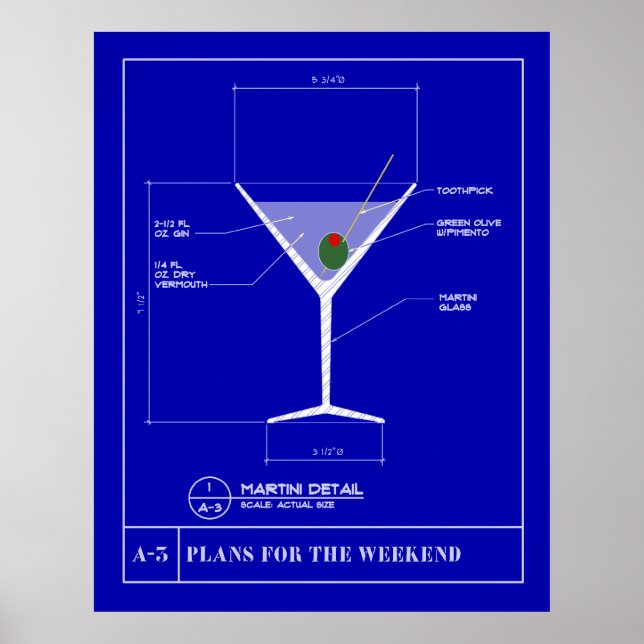 Blueprint für einen Martini Poster (Vorne)