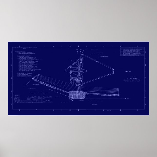 Blueprint James Webb Space Telescope Poster (Vorne)