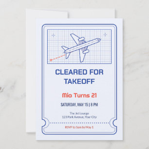 Blueprint-Jet-Plane 21. Geburtstagseinladung Einladung