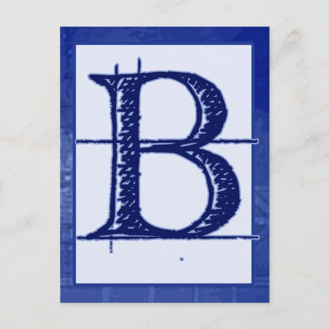 Blueprint Letter "B" Typography Banner Card Postkarte (Vorderseite)