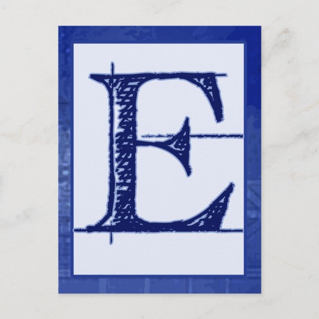 Blueprint Letter "E" Typografy Banner Card Postkarte (Vorderseite)