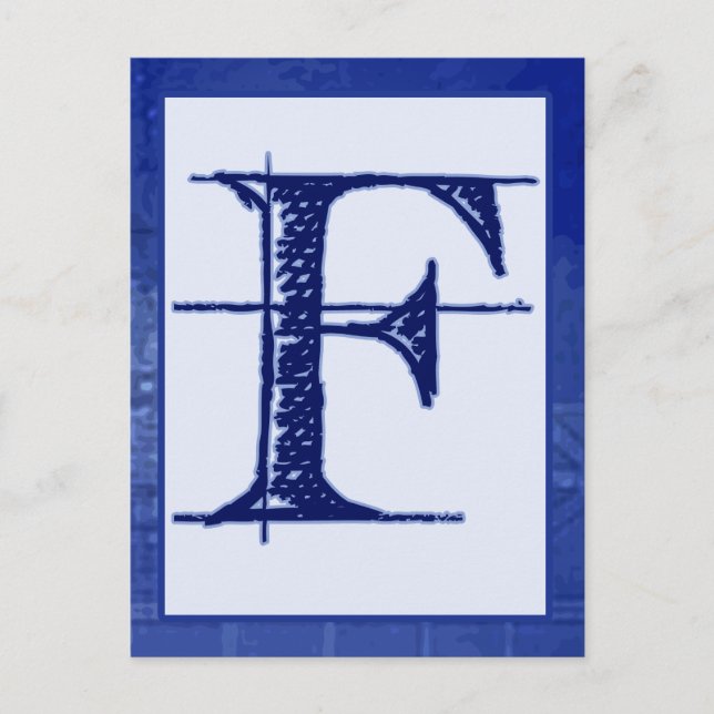Blueprint Letter "F" Typografy Banner Card Postkarte (Vorderseite)