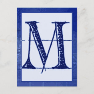 Blueprint Letter "M" Typography Banner Card Postkarte