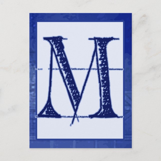 Blueprint Letter "M" Typography Banner Card Postkarte (Vorderseite)