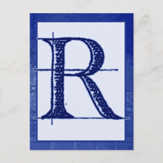 Blueprint Letter "R" Typografy Banner Card Postkarte (Vorderseite)