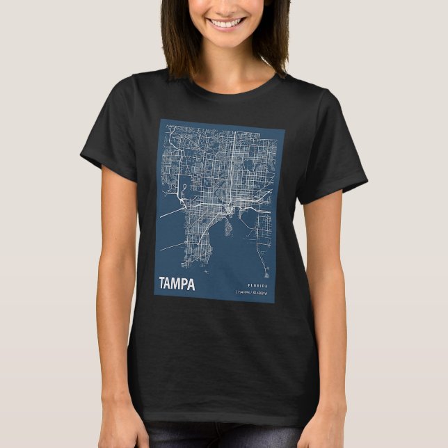 Blueprint Lifestyle Blueprints City Maps Tampa Flo T-Shirt (Vorderseite)