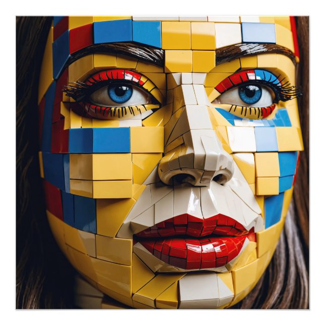 "Blueprint of Humanity" - ein kubistisches Portrai Fotodruck (Vorne)