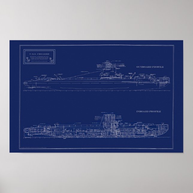Blueprint of Submarine U.S.S. Croaker Poster (Vorne)