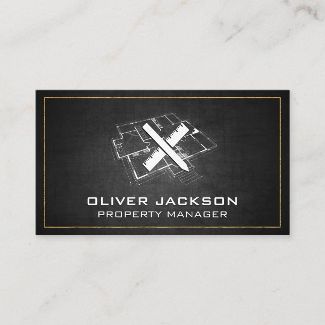 Blueprint Top View | Architekturwerkzeuge Visitenkarte (Vorderseite)