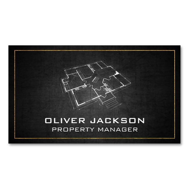 Blueprint Top View Magnetische Visitenkarte (Vorderseite)