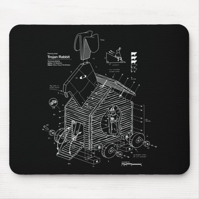 Blueprint Trojan Horse Rabbit Funny Mousepad (Vorne)