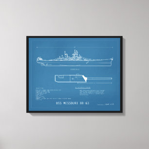 Blueprint USS Missouri BB-63 Leinwanddruck