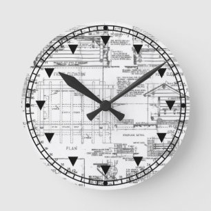 Blueprints Runde Wanduhr