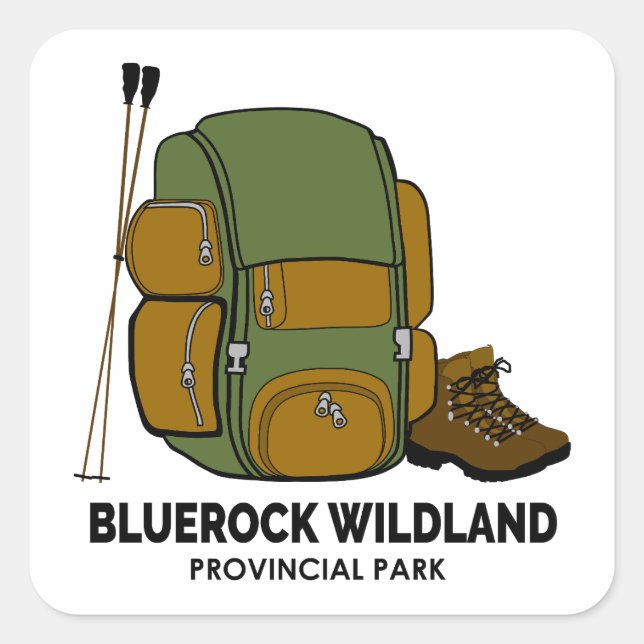 Bluerock Wildland Provinzpark Backpack Quadratischer Aufkleber (Vorderseite)