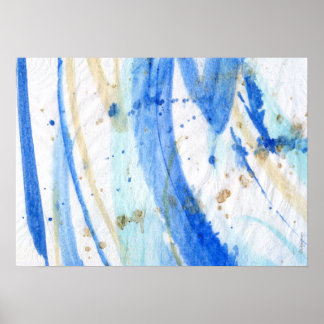 Blues 001 Abstraktes Aquarellpapier Poster