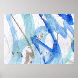 Blues 002 Abstraktes Aquarellpapier Poster