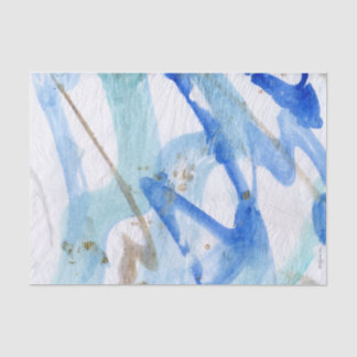Blues 002 Abstraktes gestrichenes Wasserfarbenpapi Seidenpapier