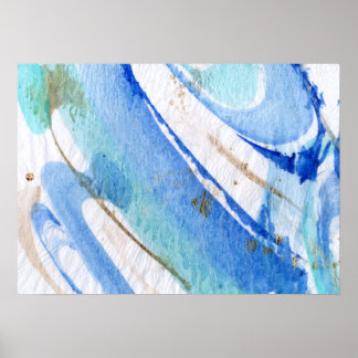 Blues 003 Abstraktes Aquarellpapier Poster